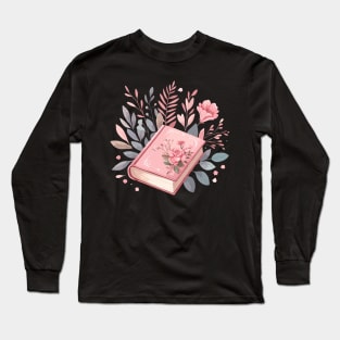 Pink Floral Book Long Sleeve T-Shirt